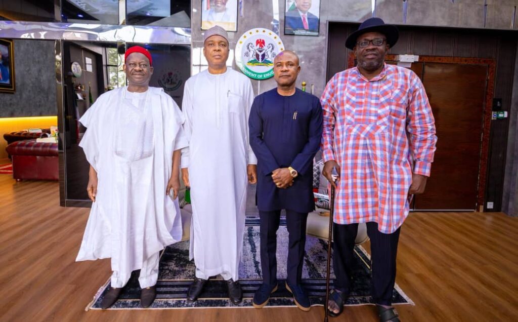 Saraki, Dickson, Dankwambo Storm Enugu, Meet with Gov Mbah