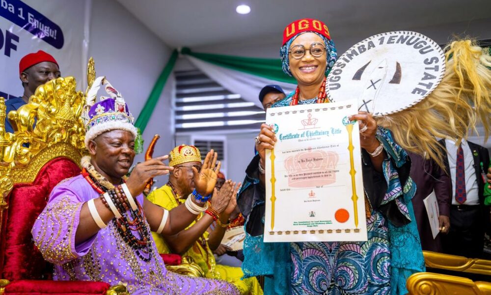 Oluremi Tinubu Bags Ugosimba Chieftaincy Title in Enugu